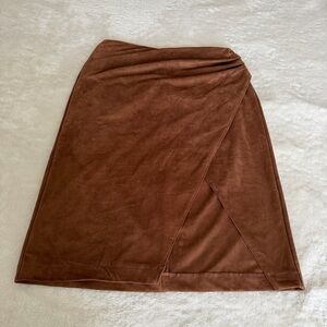 Abercrombie & Fitch Faux Suede Brown Wrap Skirt size Large